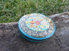 Blue Oval Paper Mache Lacquered Jewelry / Trinket Box