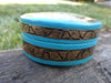 Blue Oval Paper Mache Lacquered Jewelry / Trinket Box