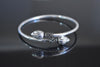 Adjustable Silver Asian Thai Ethnic Lotus Flower Bangle Cuff Bracelet