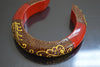 Red Orange Hand Painted Thai Mango Wood Bracelet Bangle