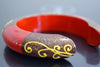 Red Orange Hand Painted Thai Mango Wood Bracelet Bangle